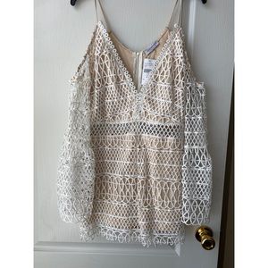 White & Nude Crochet Romper